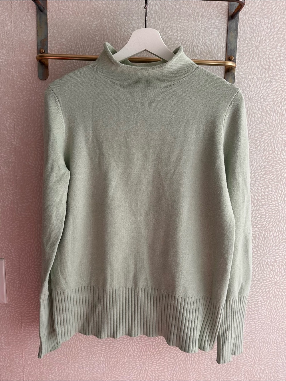 French Connection Light Sage Mock Neck Sweater